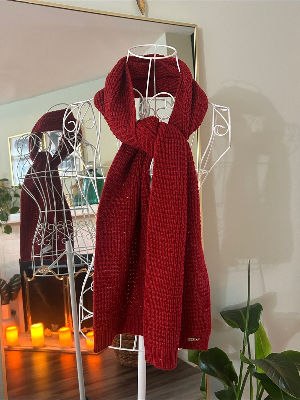 Calvin Klein Burgundy Knit Wrap Scarf